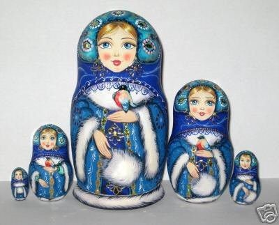 Anciennes Poupées Russes Matriochkas – 9 Pièces En Bois Peint à La Main – Vintage